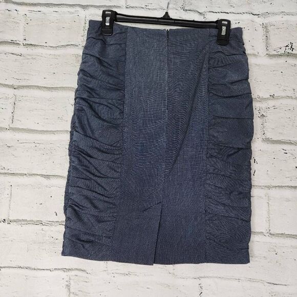 Cartonnier Anthropologie Womens Pencil Midi Skirt Ruched Gray Lined Stretch Sz 4 - Picture 6 of 11